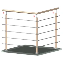 Drevený stĺp, vrchné kotvenie, 5-radový, priechodný Drevený stĺp, vrchné kotvenie, 5-radový, priechodný